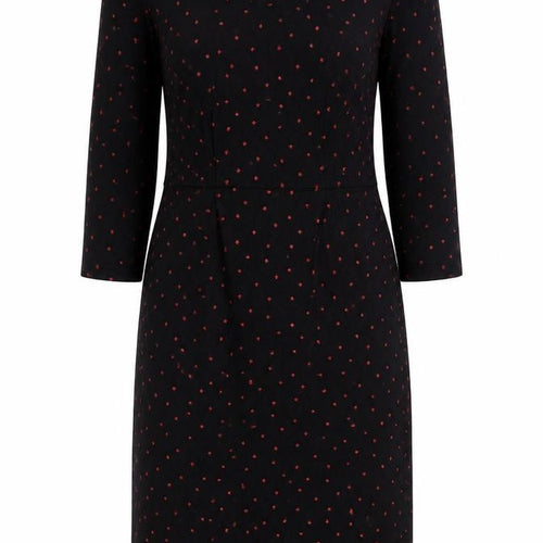 Laura Ashley Women Black Red Star Print UK 12 Sheath Knee Dress