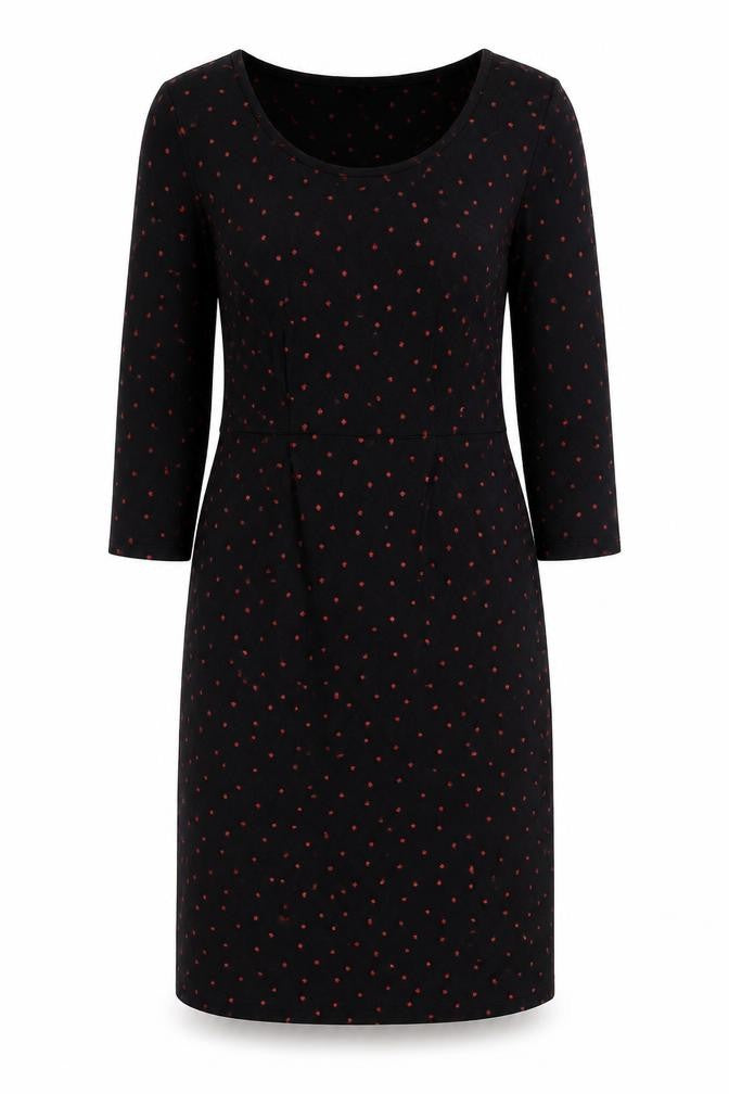 Laura Ashley Women Black Red Star Print UK 12 Sheath Knee Dress