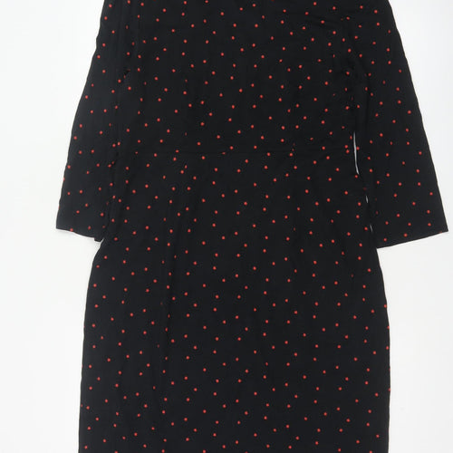 Laura Ashley Women Black Red Star Print UK 12 Sheath Knee Dress