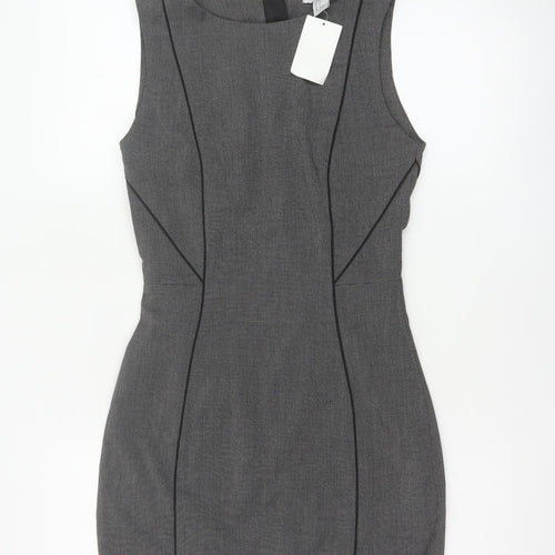 H&M Women Grey UK 6 Sleeveless Sheath Pencil Workwear Dress