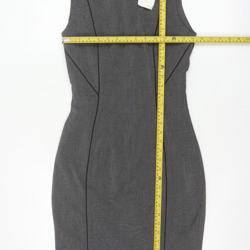 H&M Women Grey UK 6 Sleeveless Sheath Pencil Workwear Dress