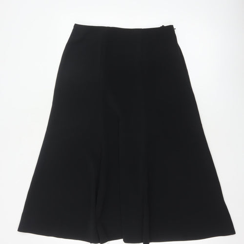 Marks and Spencer Women Black UK 12 Long A-Line Zip Skirt