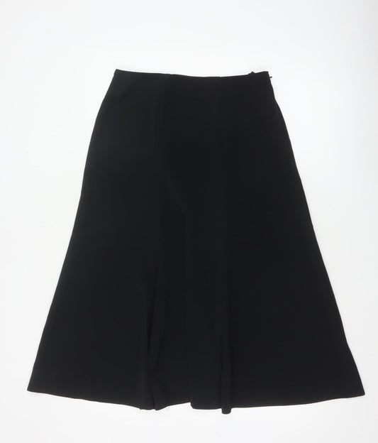 Marks and Spencer Women Black UK 12 Long A-Line Zip Skirt