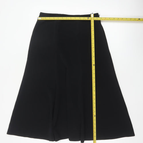 Marks and Spencer Women Black UK 12 Long A-Line Zip Skirt