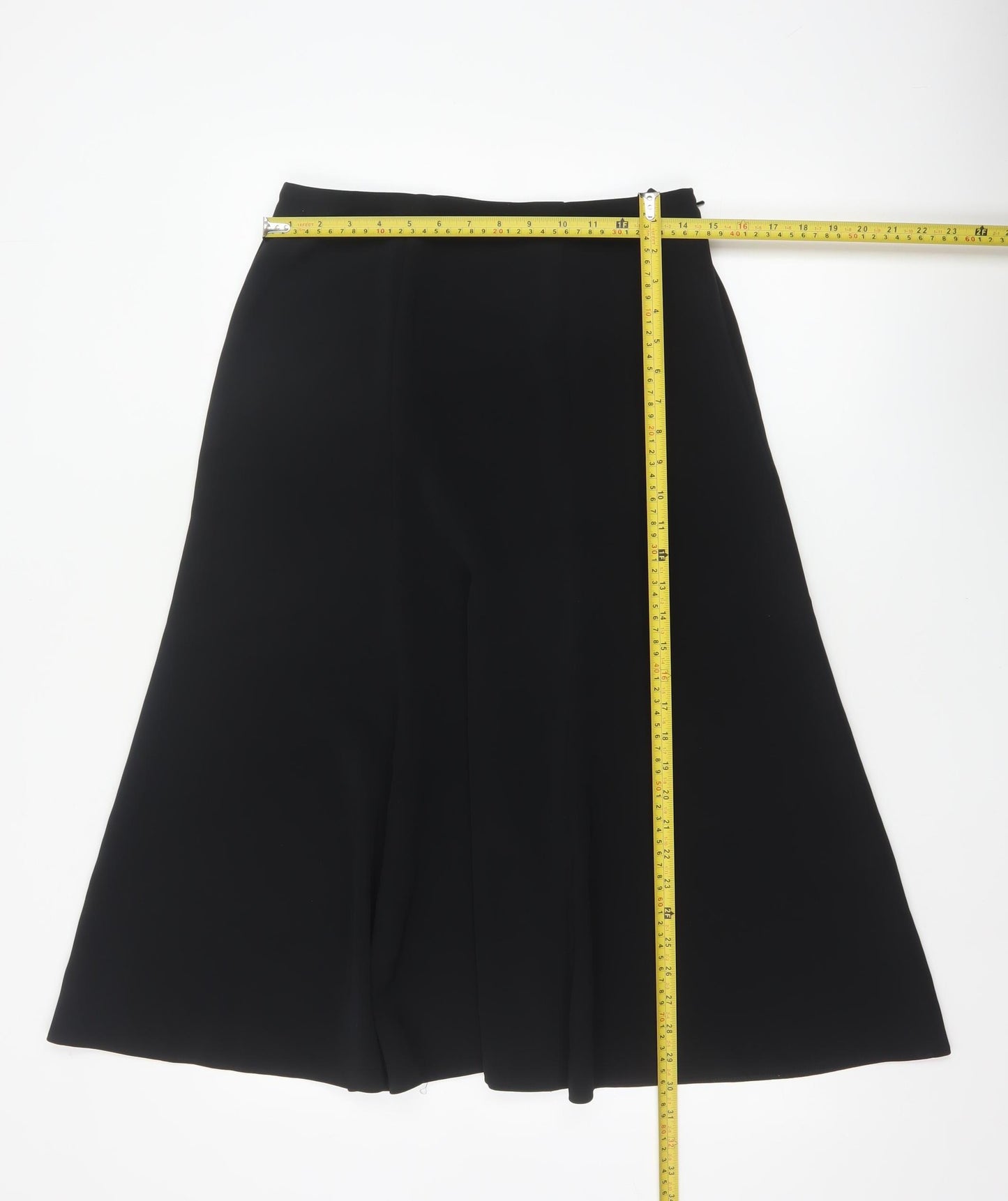 Marks and Spencer Women Black UK 12 Long A-Line Zip Skirt