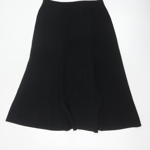 Marks and Spencer Women Black UK 12 Long A-Line Zip Skirt