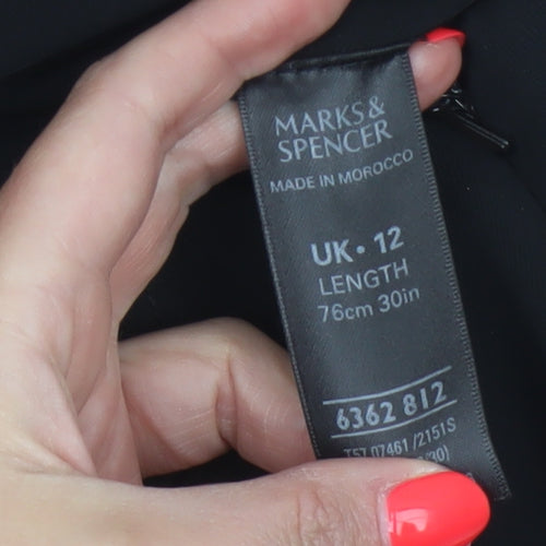 Marks and Spencer Women Black UK 12 Long A-Line Zip Skirt