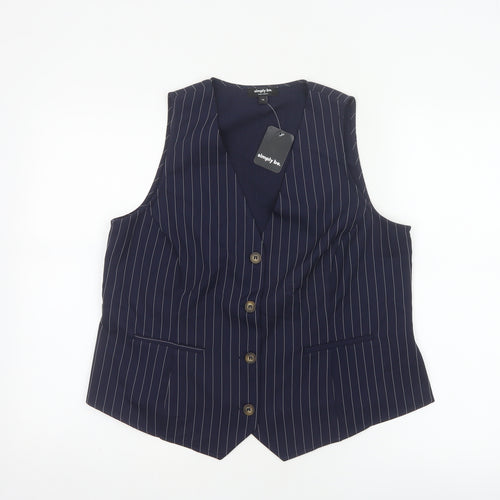 Simply Be Women Navy Pinstripe Tailored Waistcoat Size 14 Workwear
