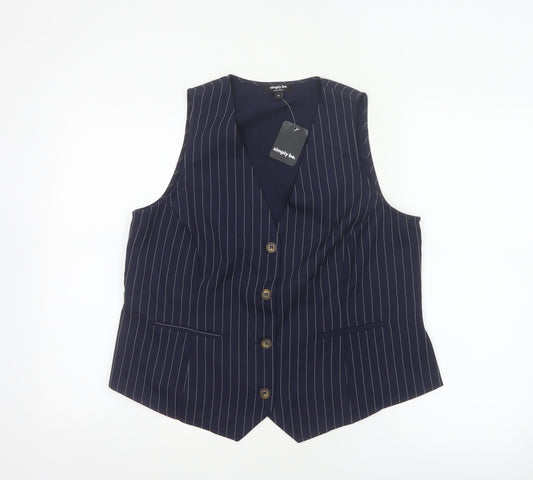Simply Be Women Navy Pinstripe Tailored Waistcoat Size 14 Workwear