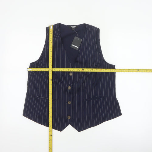 Simply Be Women Navy Pinstripe Tailored Waistcoat Size 14 Workwear