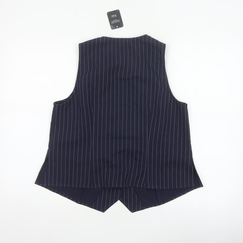 Simply Be Women Navy Pinstripe Tailored Waistcoat Size 14 Workwear