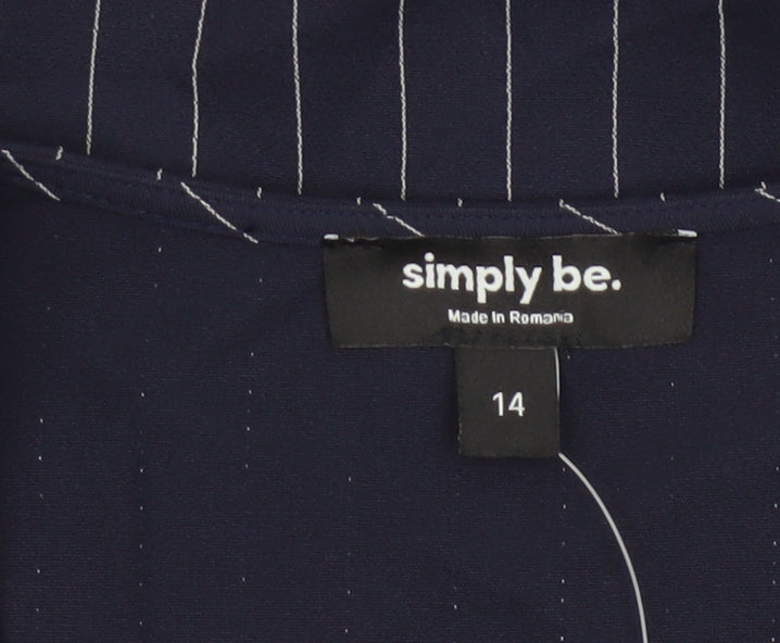Simply Be Women Navy Pinstripe Tailored Waistcoat Size 14 Workwear