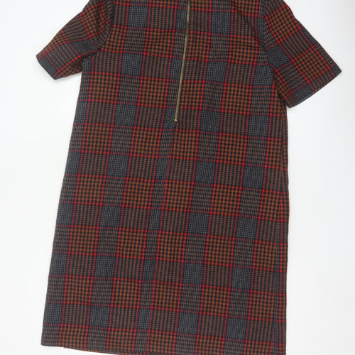 Next Women’s Multicoloured Check Shift Dress UK 14 Short Sleeve Pockets