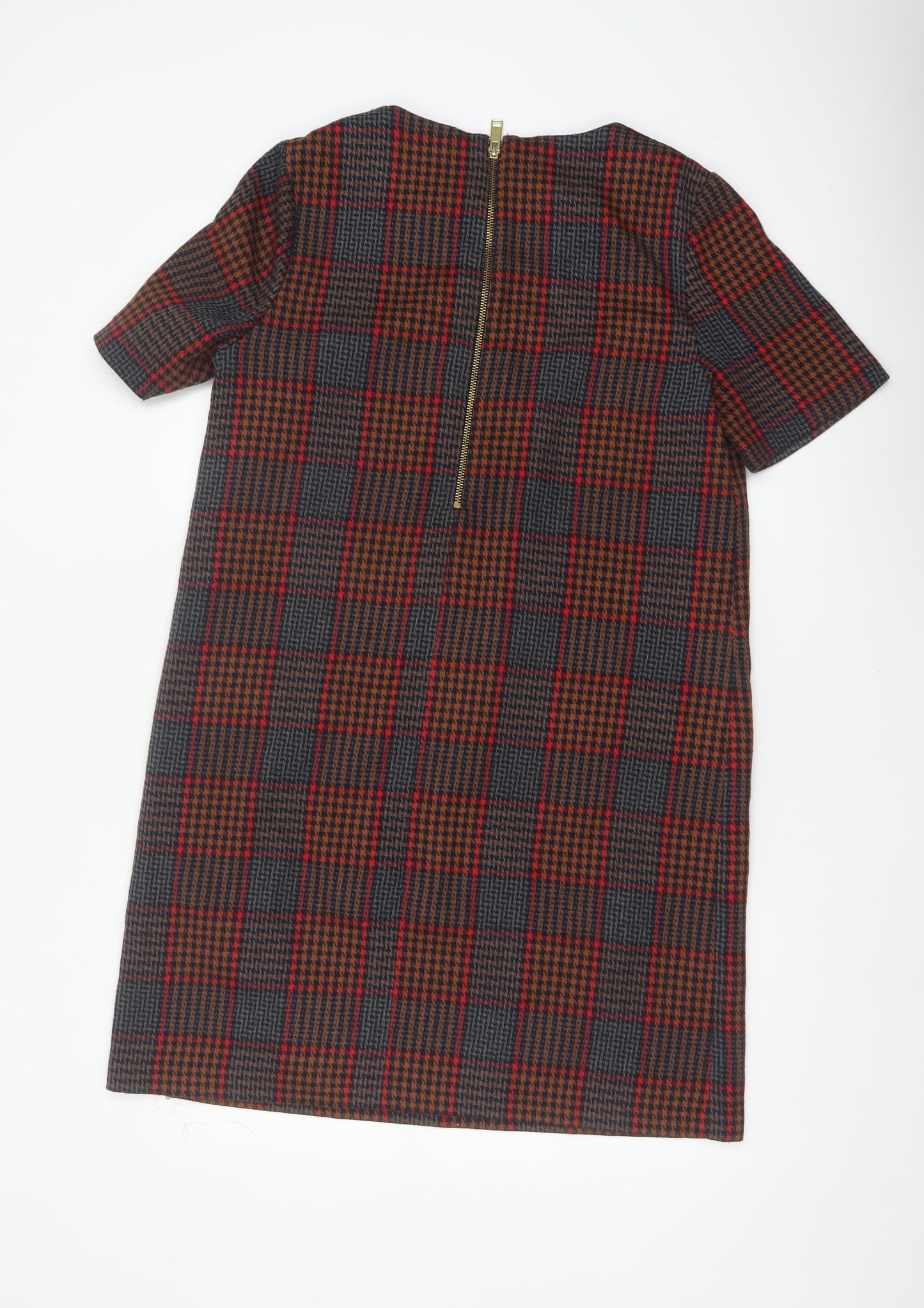 Next Women’s Multicoloured Check Shift Dress UK 14 Short Sleeve Pockets