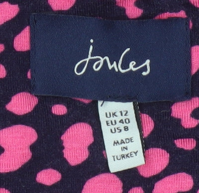 Joules Women’s Blue Pink Animal Print Fit & Flare Dress UK 12