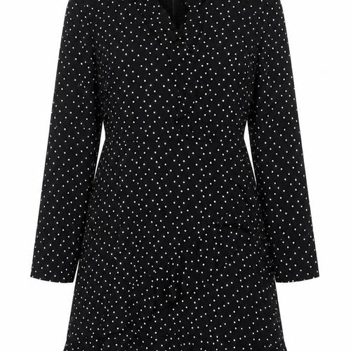 Oasis Women Black Polka Dot UK 12 Fit & Flare Knee Dress