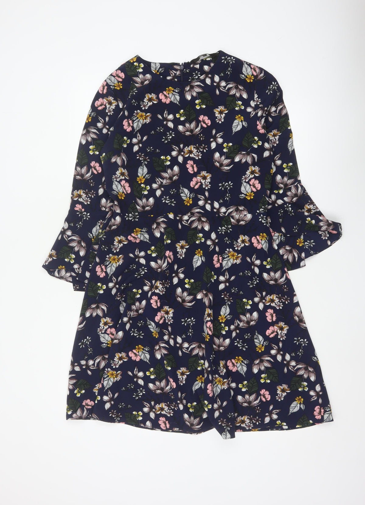 Next Women’s Blue Floral Fit & Flare Knee Length Dress UK 8
