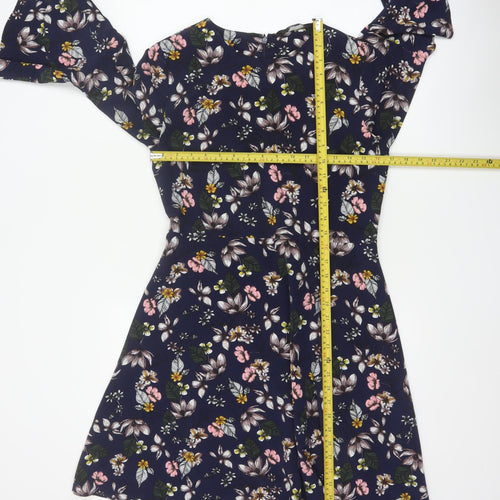 Next Women’s Blue Floral Fit & Flare Knee Length Dress UK 8