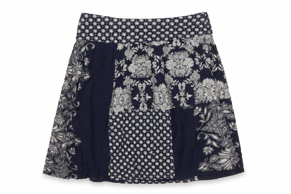 FatFace Women’s Blue Floral A-Line Knee Length Skirt UK 10
