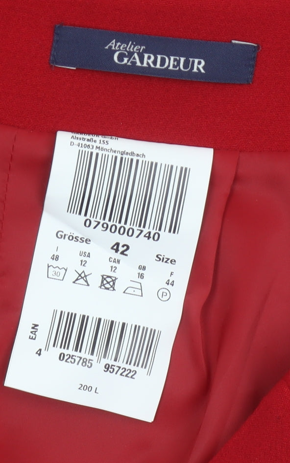 Atelier Gardeur Women Red UK 16 Pencil Knee Length Lined Skirt