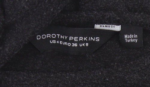 Dorothy Perkins Women Black UK 8 Fit & Flare Knit Bell Sleeve Dress
