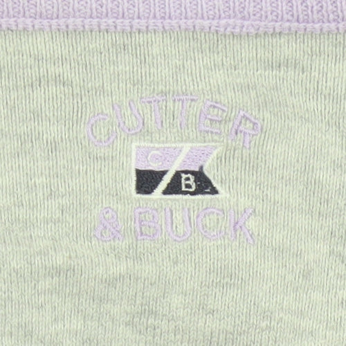 Cutter & Buck Men’s Purple L V-Neck Logo Cotton Blend Jumper