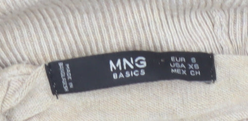 MNG Basics Women Beige S Roll Neck Short Sleeve Knit Jumper