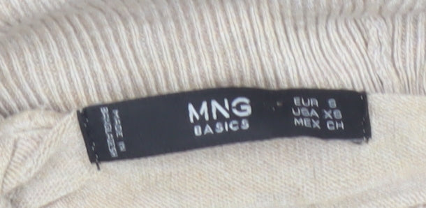 MNG Basics Women Beige S Roll Neck Short Sleeve Knit Jumper