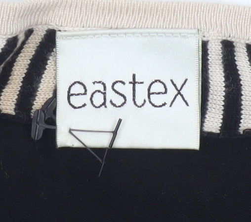 Eastex Women Black UK 18 Striped Trim Bow 3/4 Sleeve Knit Jumper