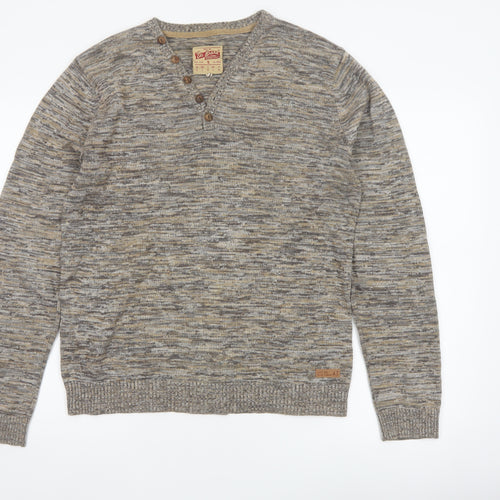 Edc Brand Men's Multicoloured S Cotton Knit Henley Jumper