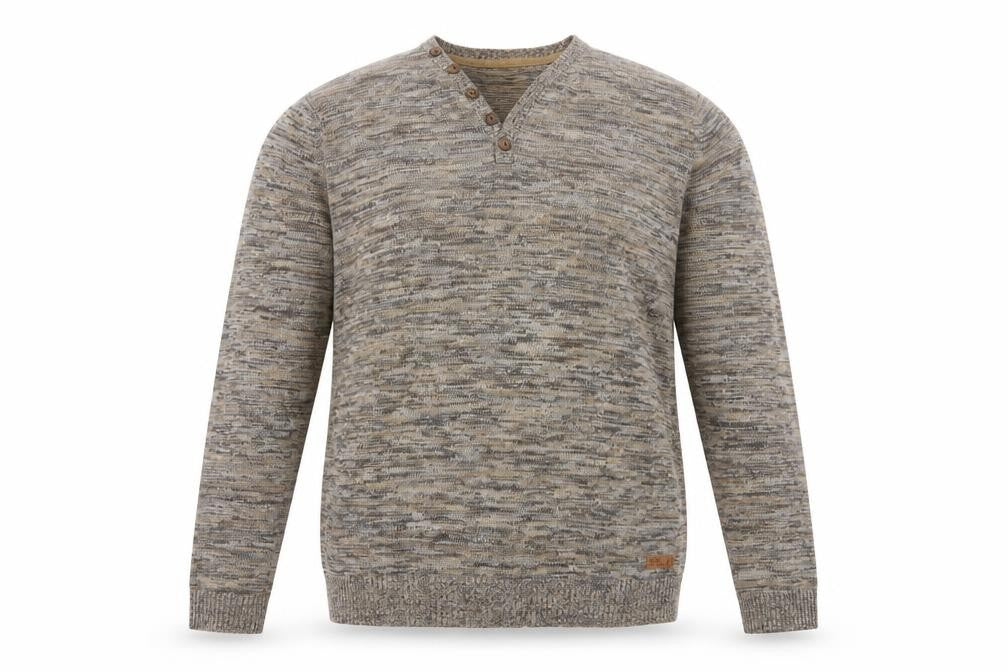 Front view of Edc Brand Men's Multicoloured S Cotton Knit Henley Jumper