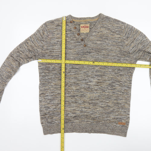 Edc Brand Men's Multicoloured S Cotton Knit Henley Jumper