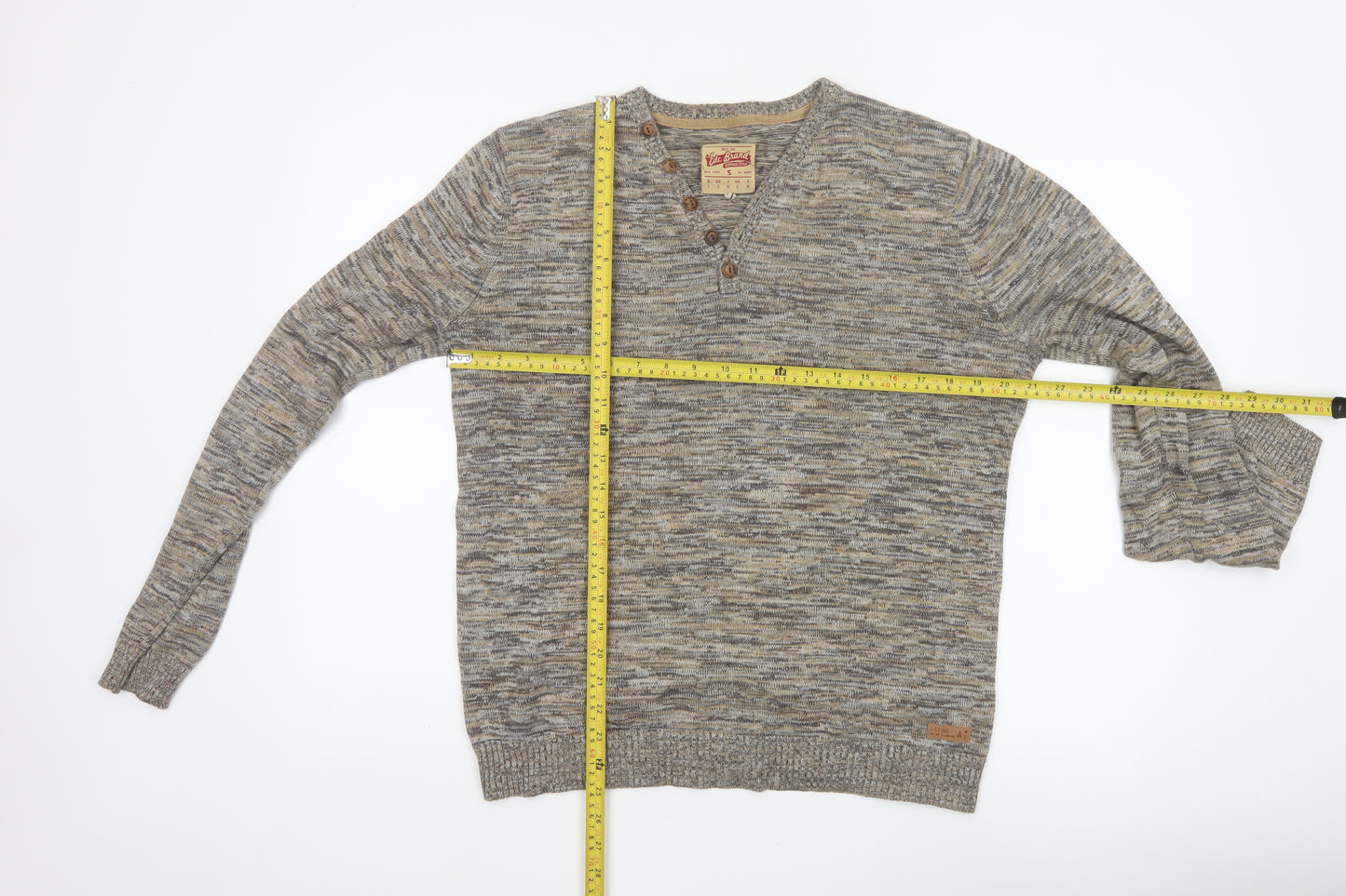 Edc Brand Men's Multicoloured S Cotton Knit Henley Jumper