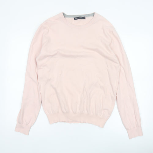 French Connection Men’s Pink M Crew Neck Cotton Knit Pullover Jumper
