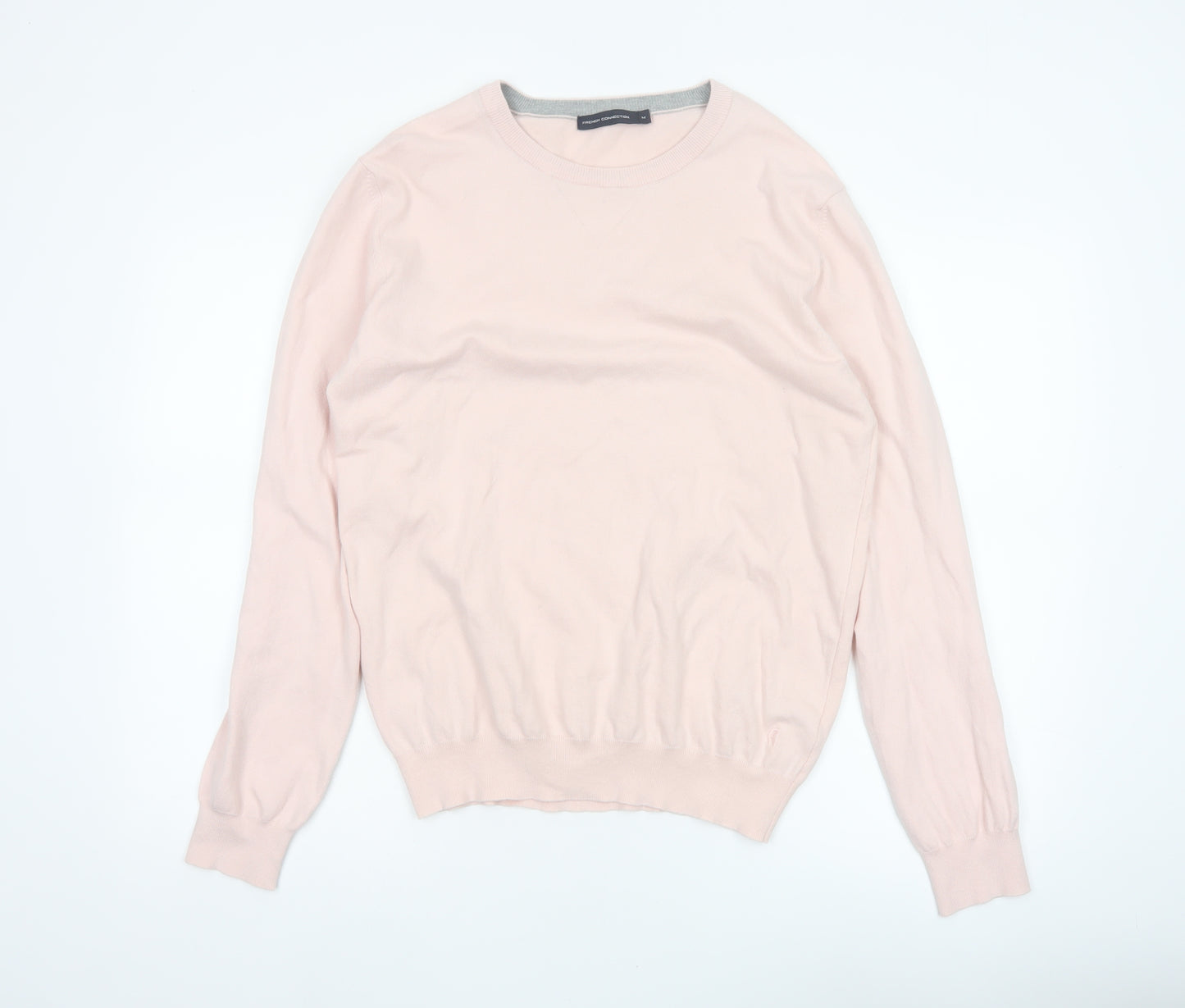 French Connection Men’s Pink M Crew Neck Cotton Knit Pullover Jumper