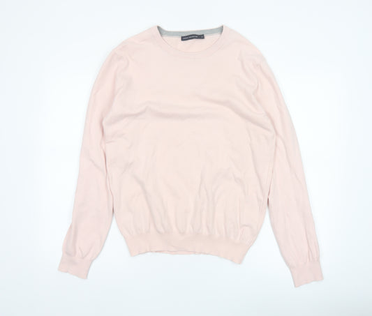French Connection Men’s Pink M Crew Neck Cotton Knit Pullover Jumper