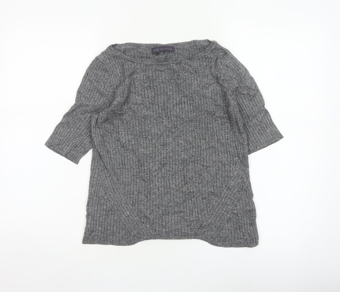 M&S Collection Women’s Grey Marl Knit Pullover Jumper UK 14 3/4 Sleeve