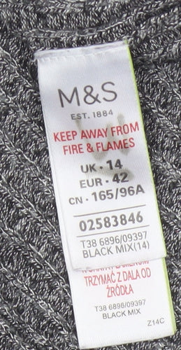 M&S Collection Women’s Grey Marl Knit Pullover Jumper UK 14 3/4 Sleeve