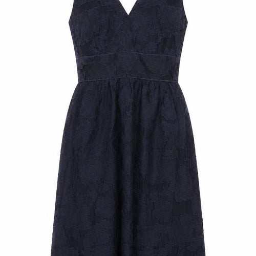 Warehouse Women Blue Floral Jacquard Fit & Flare Midi Dress UK 10