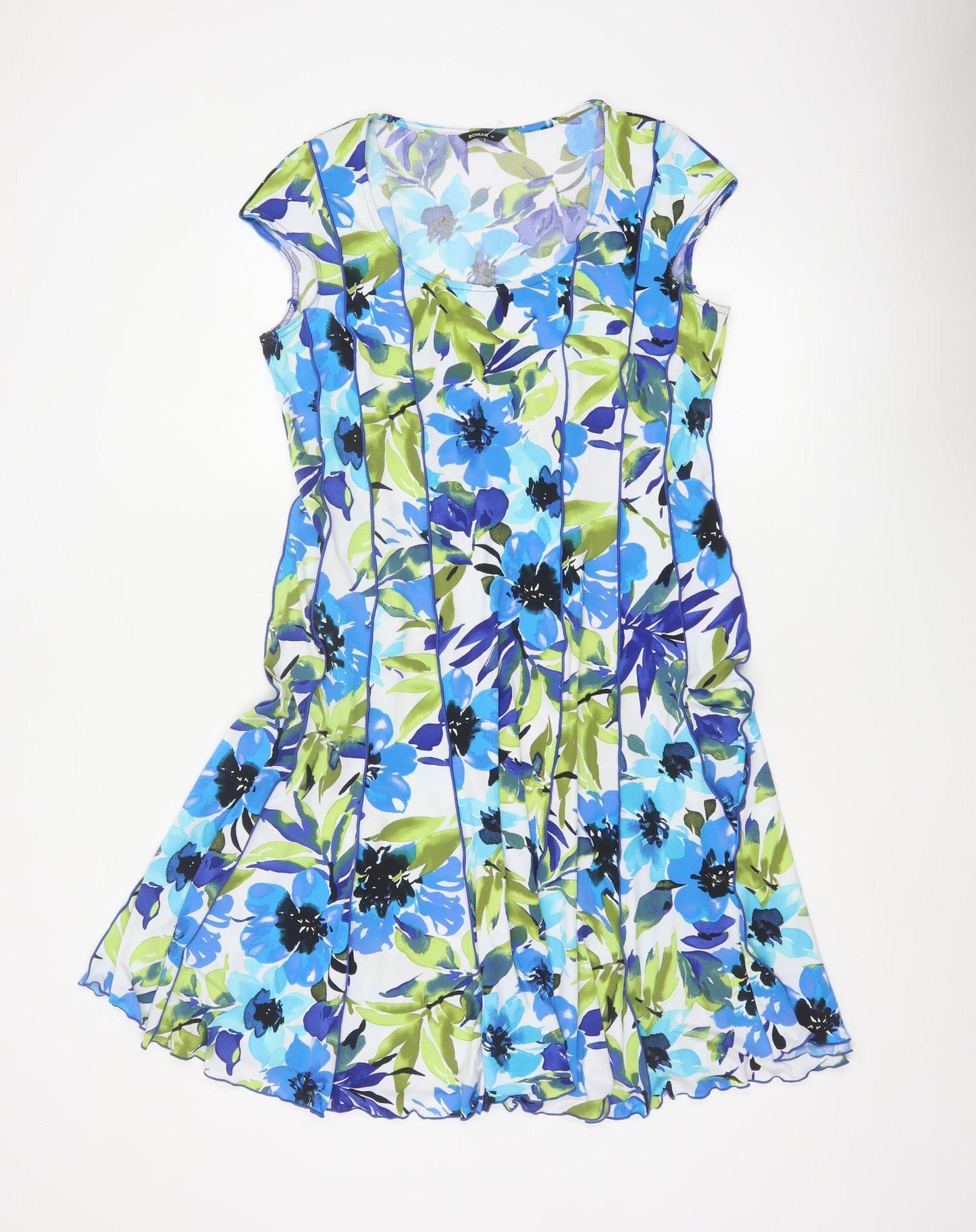 Roman Women Multicoloured Floral Fit & Flare Knee Length Dress UK 14