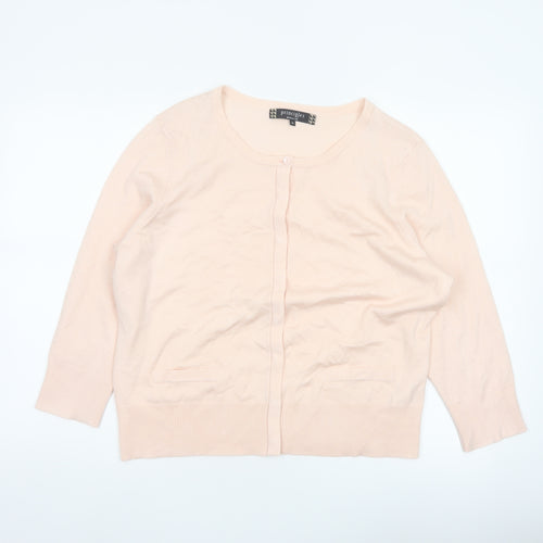 Principles Women Pink Size 18 Button Knit Cardigan with Pockets
