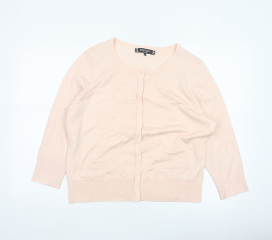 Principles Women Pink Size 18 Button Knit Cardigan with Pockets