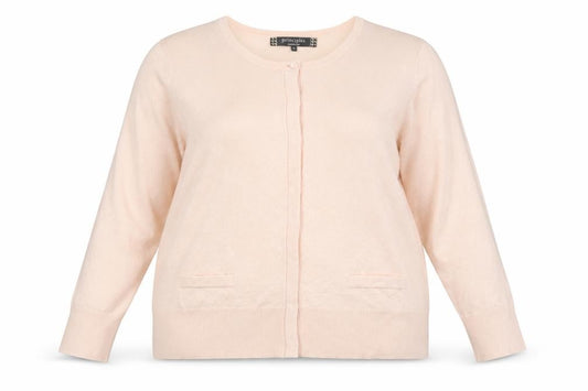 Front view of Principles Women Pink, size 18, Button Knit Cardigan with Pockets