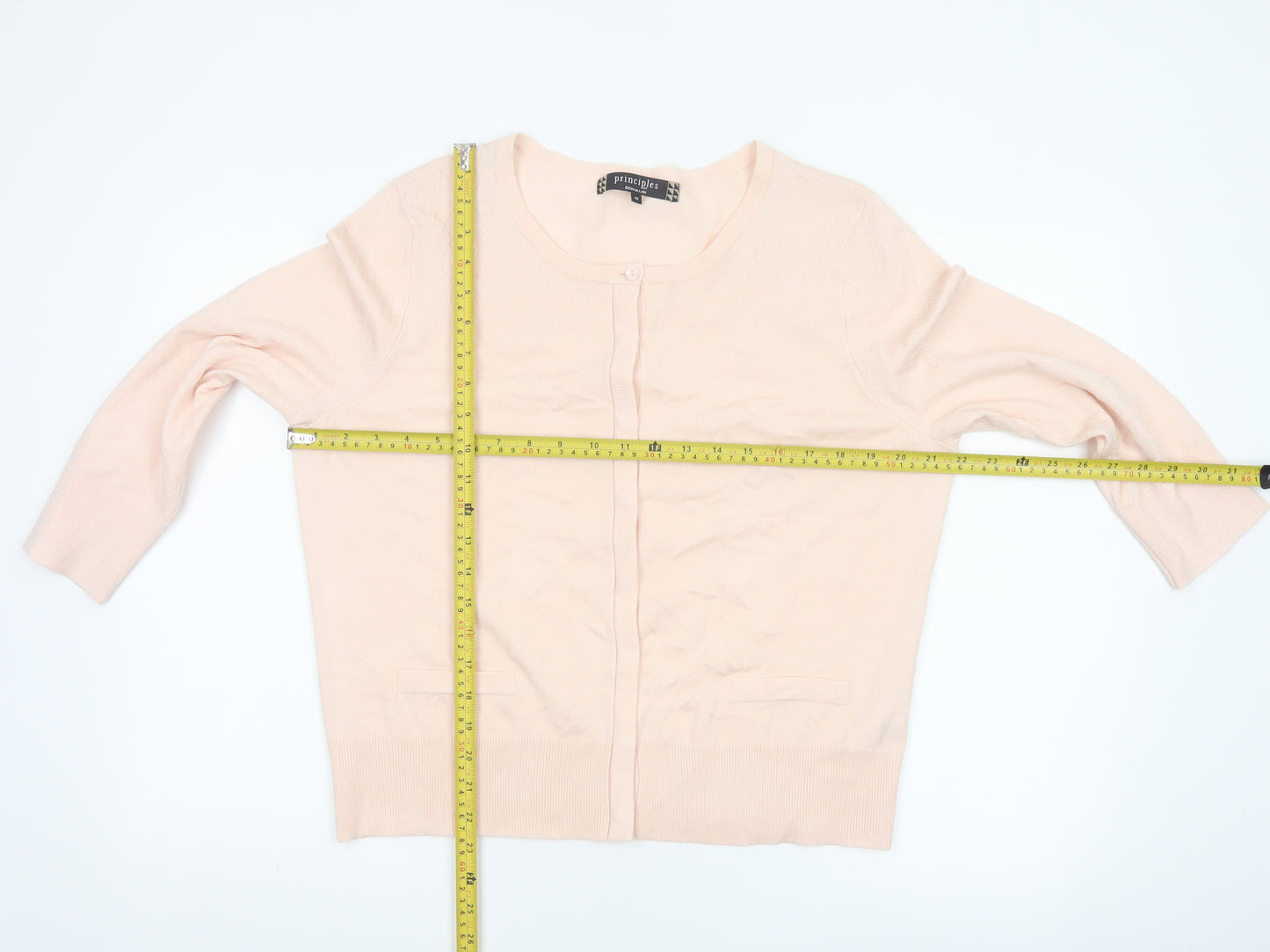 Principles Women Pink Size 18 Button Knit Cardigan with Pockets