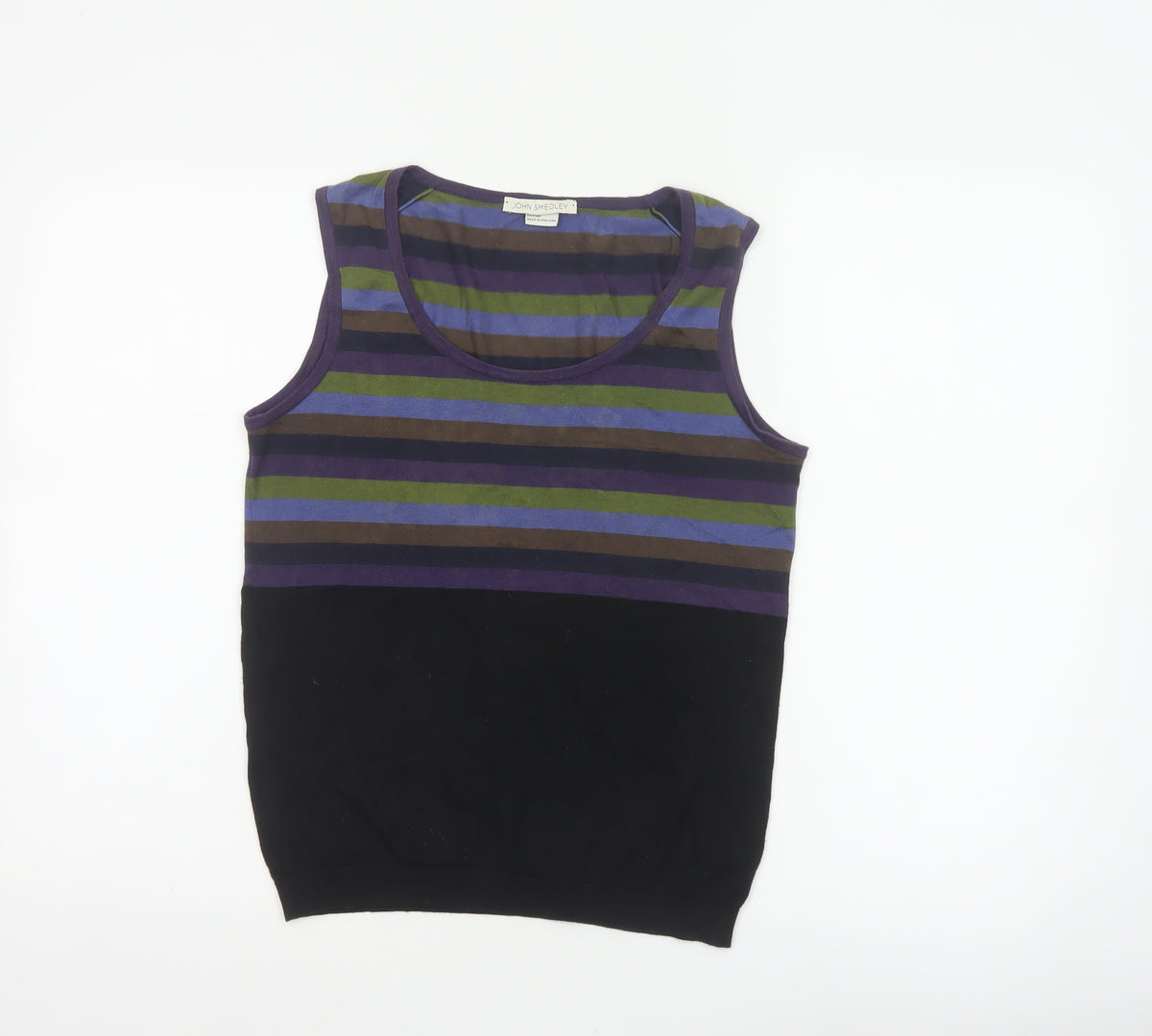Additional front view of John Smedley Women Multicoloured Stripe Cotton Vest Jumper, size S