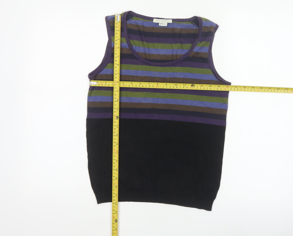 Back view of John Smedley Women Multicoloured Stripe Cotton Vest Jumper, size S