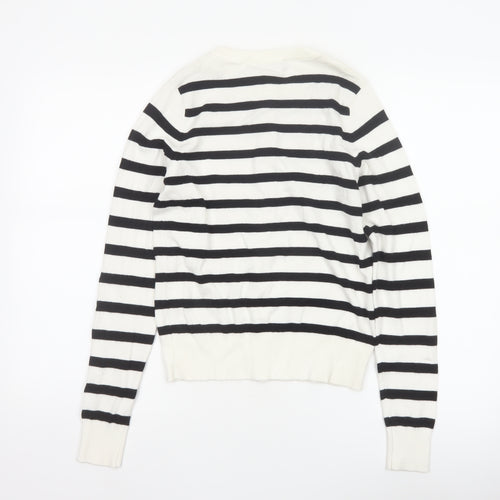 New Look Women’s Ivory Black Stripe Knit Button Cardigan UK 8