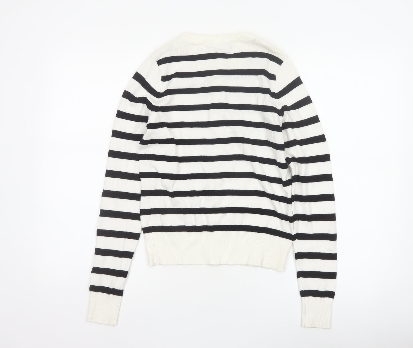 New Look Women’s Ivory Black Stripe Knit Button Cardigan UK 8