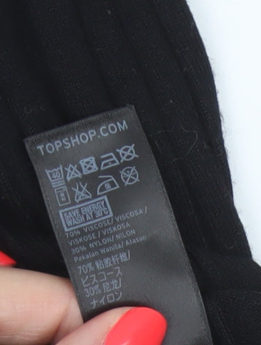 Topshop Women Black UK 8 Rib Knit Slim Pullover Jumper Button Cuffs