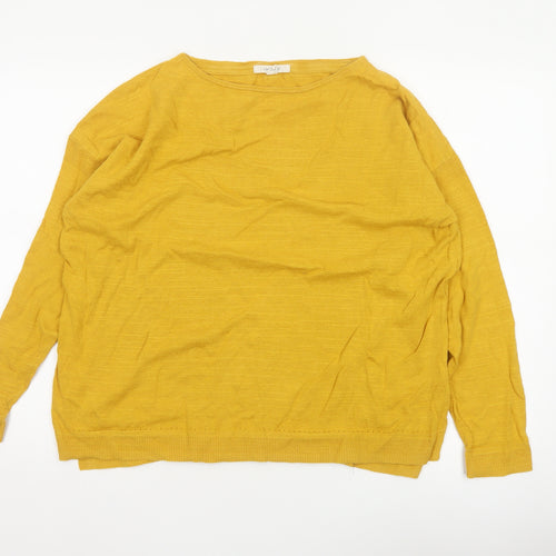 White Stuff Women Yellow Cotton Linen Knit Pullover Jumper UK 18
